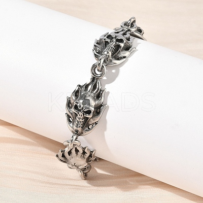 304 Stainless Steel Link Chain Bracelets for Men Women BJEW-D385-04AS-1