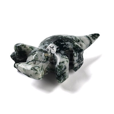 Natural Moss Agate Carved Healing Rhinoceros Figurines DJEW-P016-01D-1