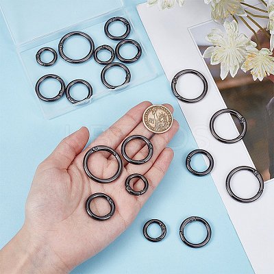 20Pcs 4 Styles Alloy Spring Gate Rings FIND-SP0001-50C-1