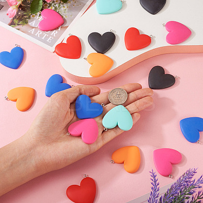 24Pcs 6 Colors Opaque Resin Pendants CRES-TA0001-20-1