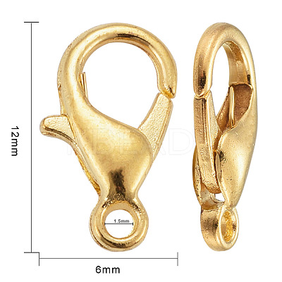 Golden Tone Zinc Alloy Lobster Claw Clasps X-E102-NFG-1