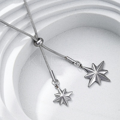 304 Stainless Steel Star Lariat Slider Necklaces NJEW-R026-14P-1