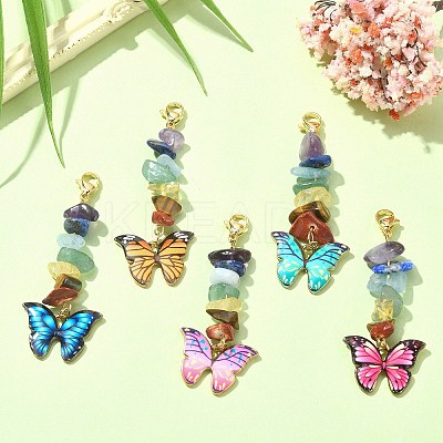 Butterfly Alloy Enamel Pendant Decorations HJEW-JM01192-01-1