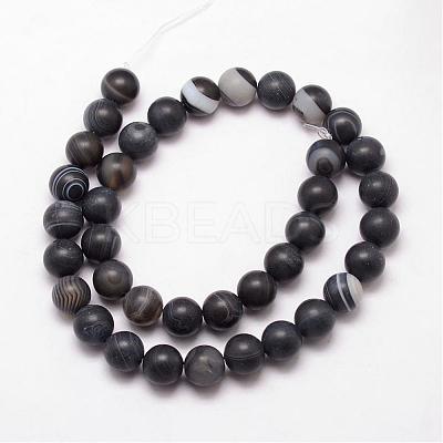 Natural Black Agate Bead Strands G-K166-12-10mm-03-1