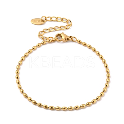 201 Stainless Steel Rugby Beaded Chain Bracelets LS-BJEW-G696-01A-G-1