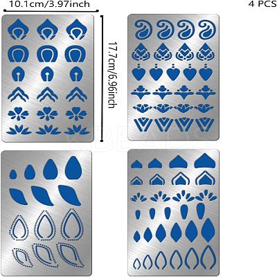 4Pcs 4 Style Mandela Element 304 Stainless Steel Cutting Dies Stencils DIY-FG0002-11-1