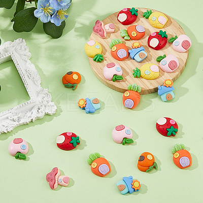 70Pcs 7 Styles Cartoon Opaque Resin Cabochons RESI-FH0001-61-1