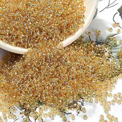 Pale Goldenrod 11/0 Grade A Round Transparent Glass Seed Beads X-SEED-Q007-F33-1