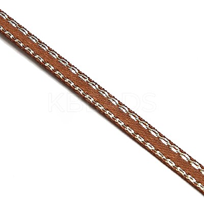 Double Edge Silver Thread Grosgrain Ribbon for Wedding Festival Decoration SRIB-L012-9mm-847-1