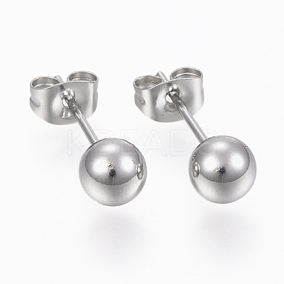 Tarnish Resistant 201 Stainless Steel Ball Stud Earrings STAS-P179-02P-8mm-1