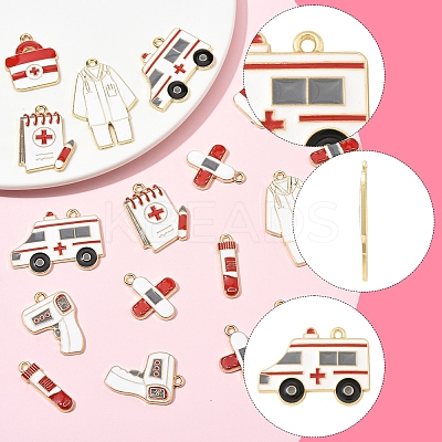 18Pcs 7 Styles Medical Theme Alloy Enamel Pendants FIND-FS0004-36-1