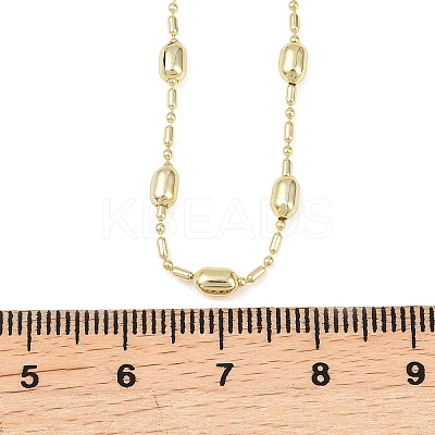 Brass Oval Ball Chain Necklaces for Men Women X-NJEW-L012-03G-1