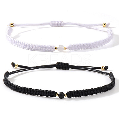 2Pcs Adjustable Valentine's Day Couple Braided Bracelet Sets BJ0894-1-1