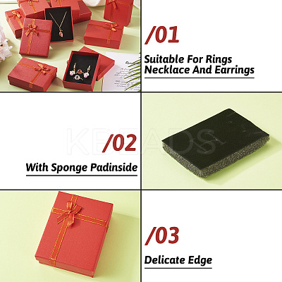 Rectangle Paper Jewelry Set Storage Boxes with Bowknot CON-TAC0014-04D-1