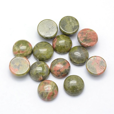 Natural Unakite Cabochons G-P393-R31-8mm-1
