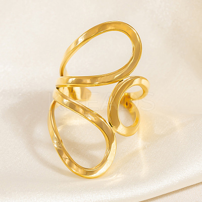 304 Stainless Steel Cuff Rings for Women RJEW-M103-07G-1