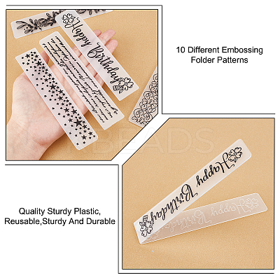 10Pcs 10 Styles Transparent Clear Plastic Embossing Template Folders DIY-GF0005-95-1