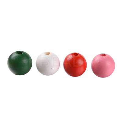 160Pcs 4 Colors Farmhouse Country and Rustic Style Painted Natural Wood Beads WOOD-LS0001-01M-1
