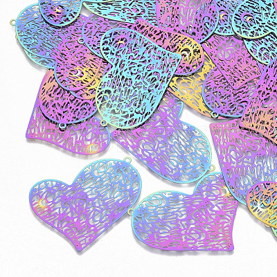 Ion Plating(IP) 201 Stainless Steel Filigree Pendants STAS-S108-76-1