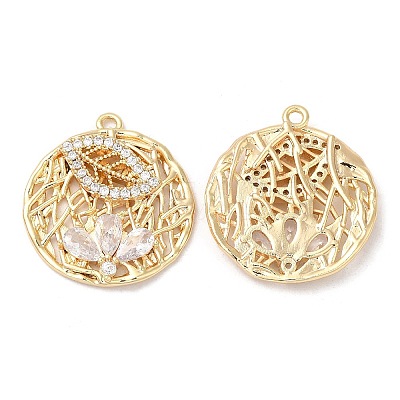 Brass Micro Pave Cubic Zirconia Pendants KK-C028-39G-1