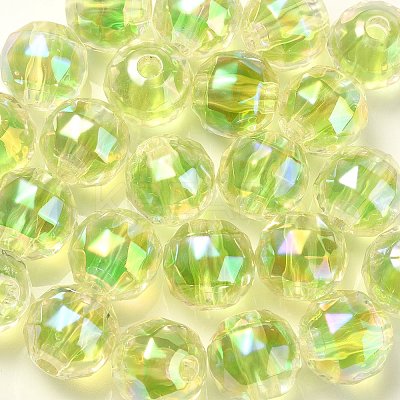 Two Tone UV Plating Rainbow Iridescent Acrylic Beads TACR-D010-06C-1