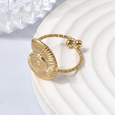 Conch 304 Stainless Steel Open Finger Rings for Women RJEW-A091-16G-1
