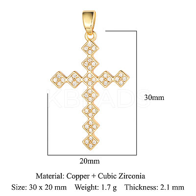 Brass Micro Pave Clear Cubic Zirconia Pendants ZIRC-OY008-01G-1