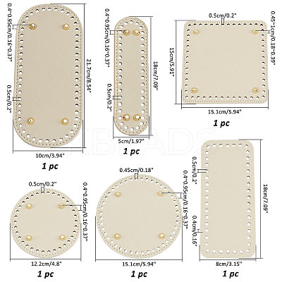 6Pcs 6 Style Flat Round PU Leather Knitting Crochet Bags Nail Bottom Shaper Pad DIY-PH0021-06A-1