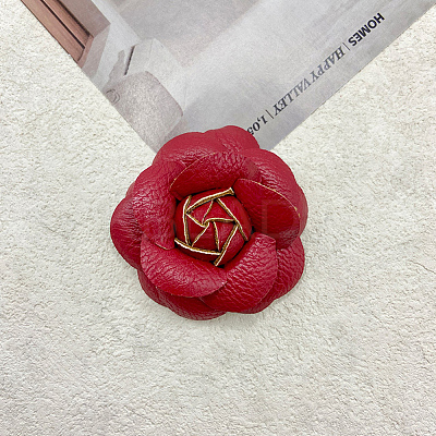 Flower Imitation Leather Shoe Decoration AJEW-WH20020-341A-1