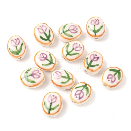 Tulip Flower Handmade Porcelain Beads X1-LAMP-D303-06A-1