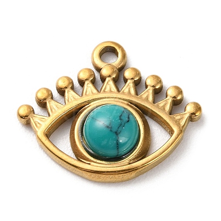 Natural Turquoise Dyed Eye Pendants STAS-Q249-01G-08-1