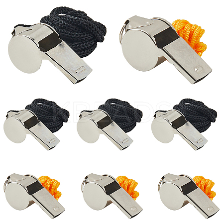 12Pcs 2 Styles Alloy with Stainless Steel Whistle with Rope NJEW-CN0001-10-1