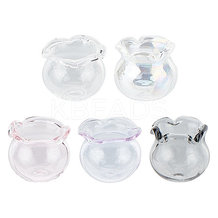 10Pcs 5 Colors Handmade Blown Glass Flower Beads GLAA-GO0001-05A-1
