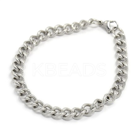 Tarnish Resistant 304 Stainless Steel Curb Chain/Twisted Chain Bracelets LS-STAS-A028-B143P-1