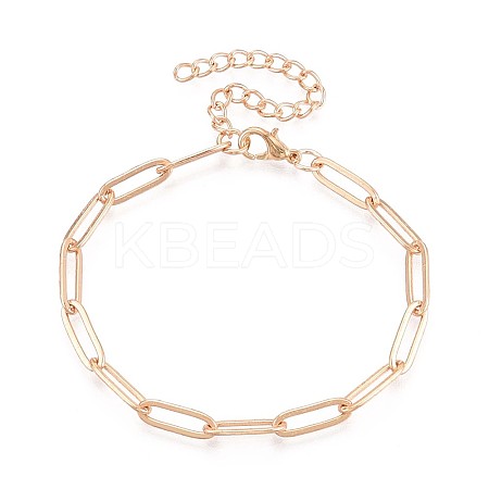 201 Stainless Steel Paperclip Chain Bracelets for Women BJEW-N036-02G-1