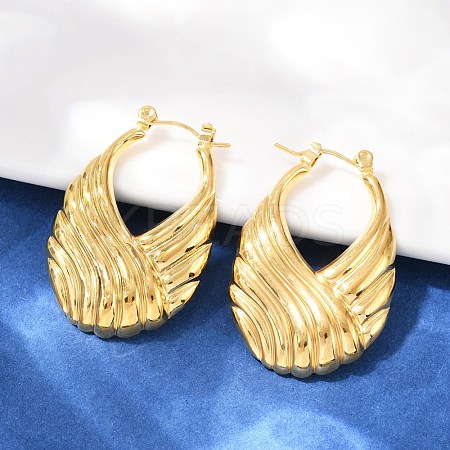 304 Stainless Steel Stripe Hoop Earrings EJEW-S265-11G-1