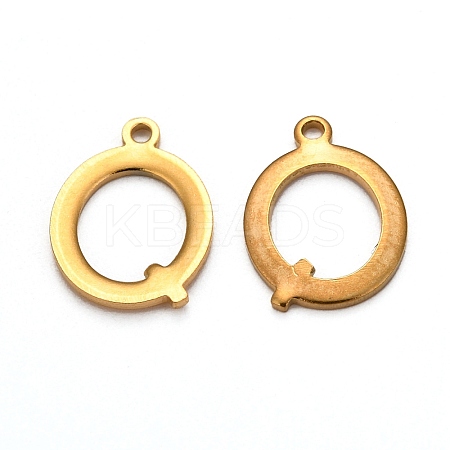 Ion Plating(IP) 304 Stainless Steel Alphabet Charms STAS-H122-Q-G-1