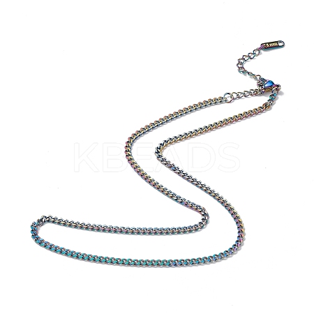 Ion Plating(IP) 304 Stainless Steel Curb Chain Necklace for Men Women NJEW-K245-018B-1