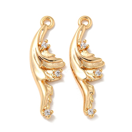 Brass Micro Pave Clear Cubic Zirconia Pendants KK-K378-18G-1