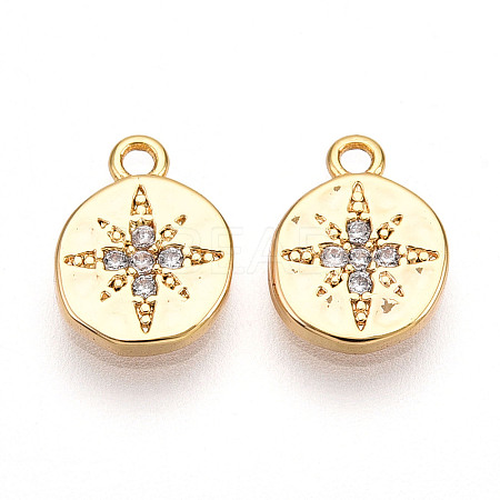 Brass Micro Pave Cubic Zirconia Charms KK-N261-77G-1