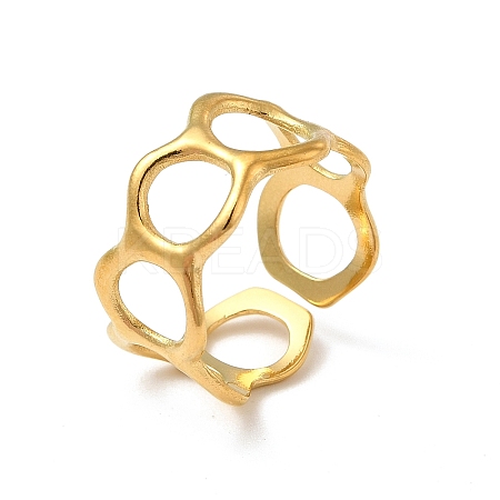 Ion Plating(IP) 304 Stainless Steel Circle Ring Wrap Open Cuff Ring for Women RJEW-E066-03G-1