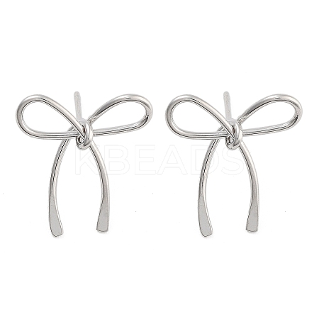 Bowknot Brass Stud Earrings for Women EJEW-S216-04C-P-1