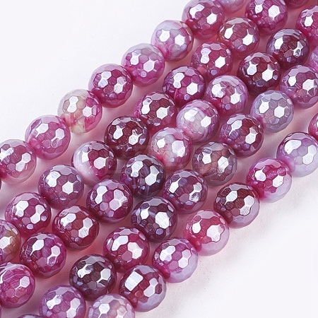 Natural Dyed & Heated Striped Agate/Banded Agate Beads Strands G-E537-01C-01-1
