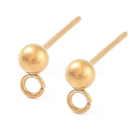 Ion Plating(IP) 304 Stainless Steel Ball Post Stud Earring Findings X-STAS-E163-44G-01-1