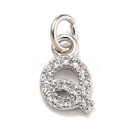 Initial Letter Brass with Cubic Zirconia Charms KK-Q814-26Q-P-1