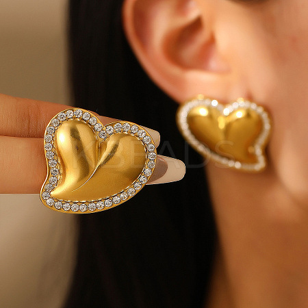 304 Stainless Steel Crystal Rhinestone Stud Earrings FS-WG01727-10-1