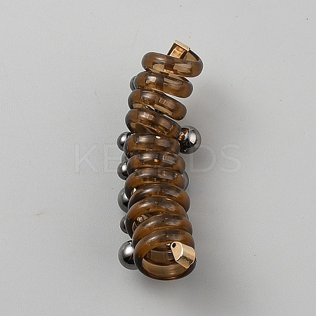 TPU & Zinc Alloy Rose Flower Braided Phone Cord Hair Ties OHAR-WH0014-09B-1