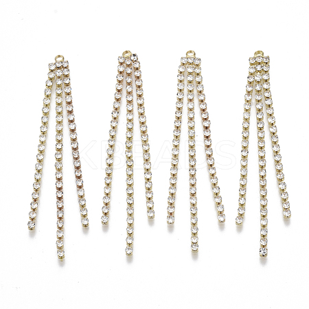 Brass Rhinestone Cup Chain Big Pendants KK-R129-09G-1