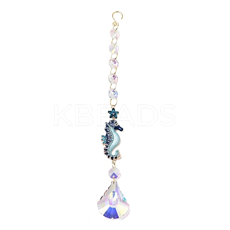 Alloy Rhinestones & Glass Charm Suncatchers HJEW-E013-01G-B-1