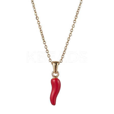 Alloy Enamel Italian Horn Pendant Necklaces NJEW-JN04728-1